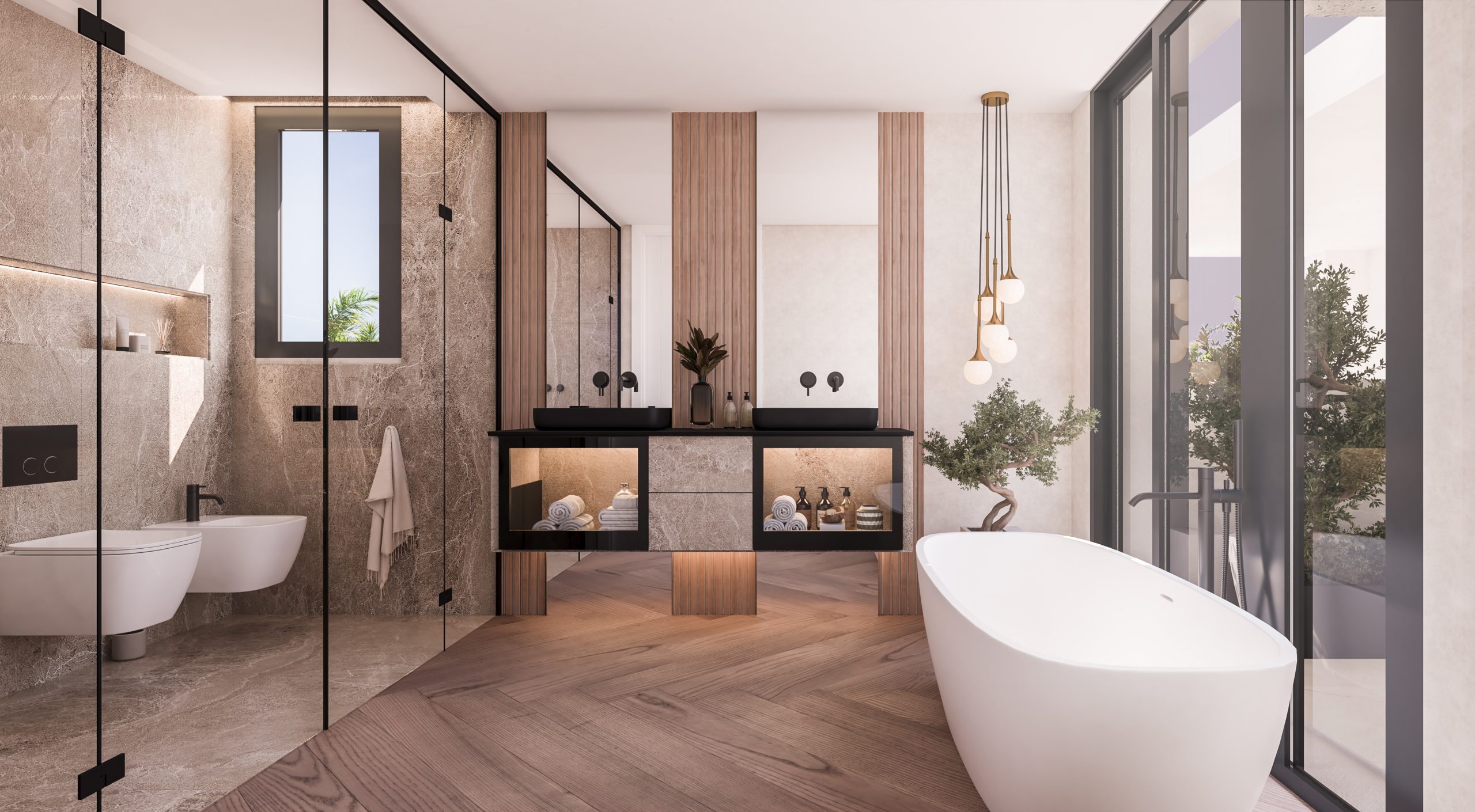 Elegant bathroom villas Noura Marbella Golden Mile real estate